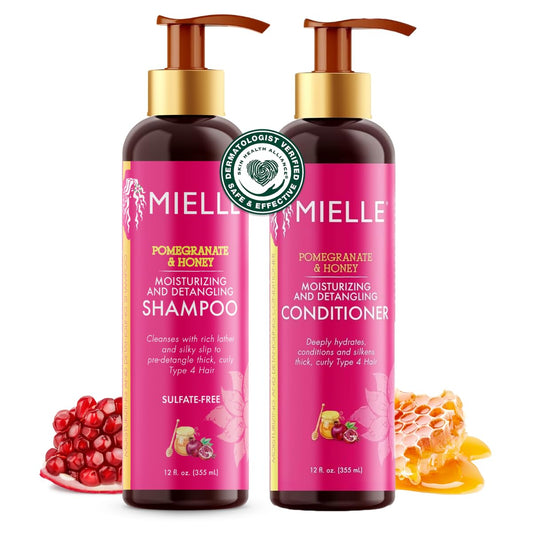 Mielle Organics Pomegranate & Honey Moisturizing and Detangling Shampoo and Conditioner for Type 4 Hair