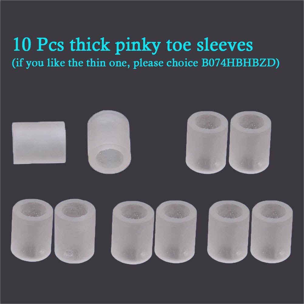 Pinky Gel Toe Protectors 10 Pcs Silicone Small Toe Sleeves Tubes Toe Caps Pads Great for Bunion Blisters, Corns, Hammer Toes, Toenails Loss, Friction Pain Relief Women Men