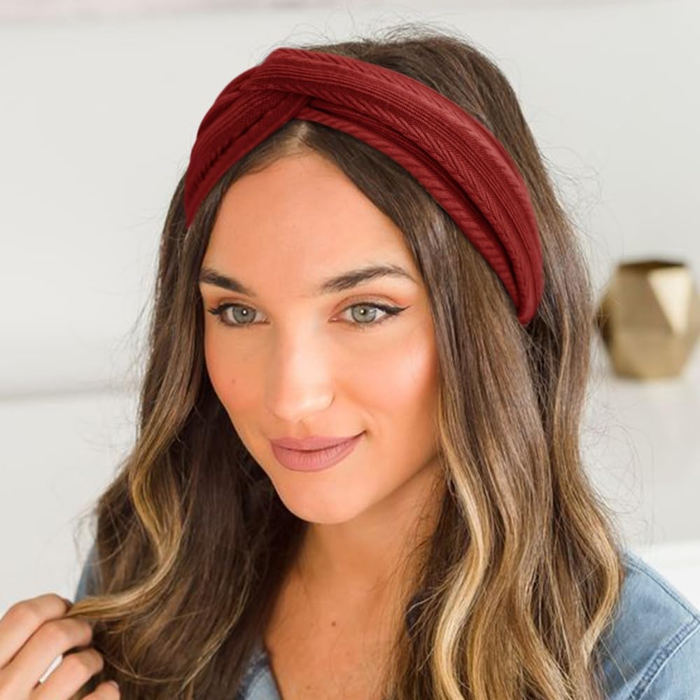 DRESHOW 8 Pack Headbands for Women Yoga Knotted Headbands Elastic Criss Cross Hair Accessories Sports Head Wrap Non Slip