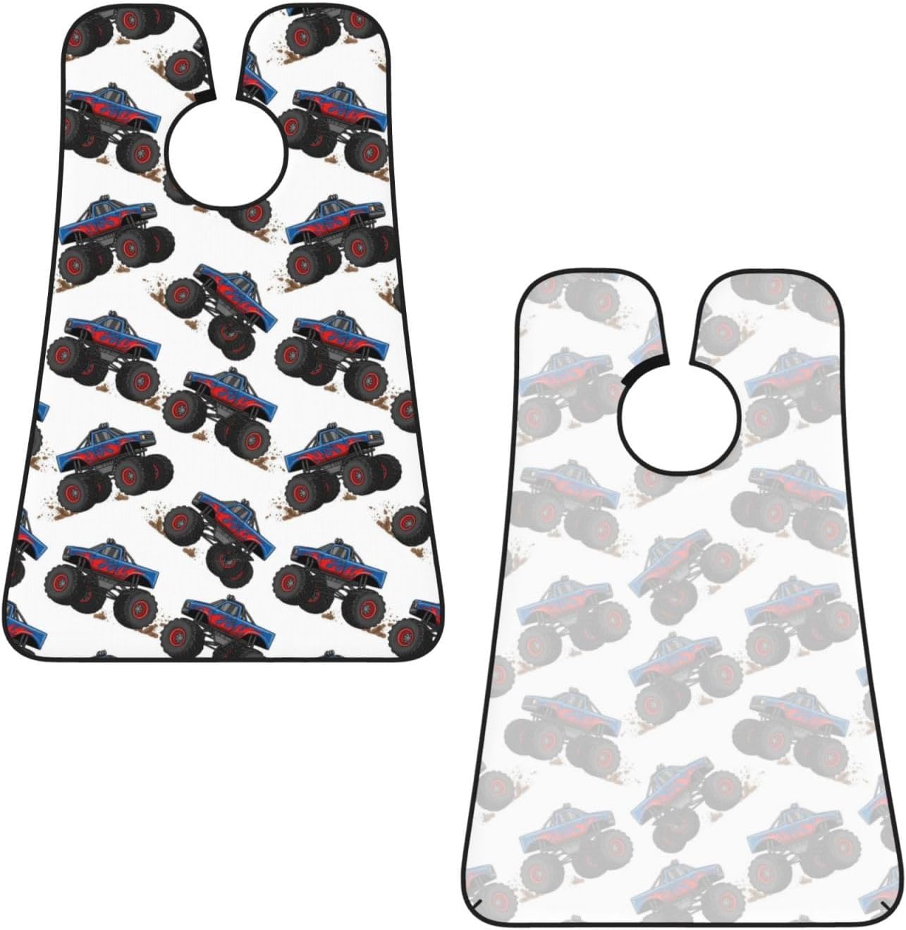 Beard Grooming Cape, Waterproof Hair Catcher for Shaving Trimming, Non-Stick Bib Apron Gifts for Dad Men, Red Blue Car Cartoon Truck Monster Shave Bib