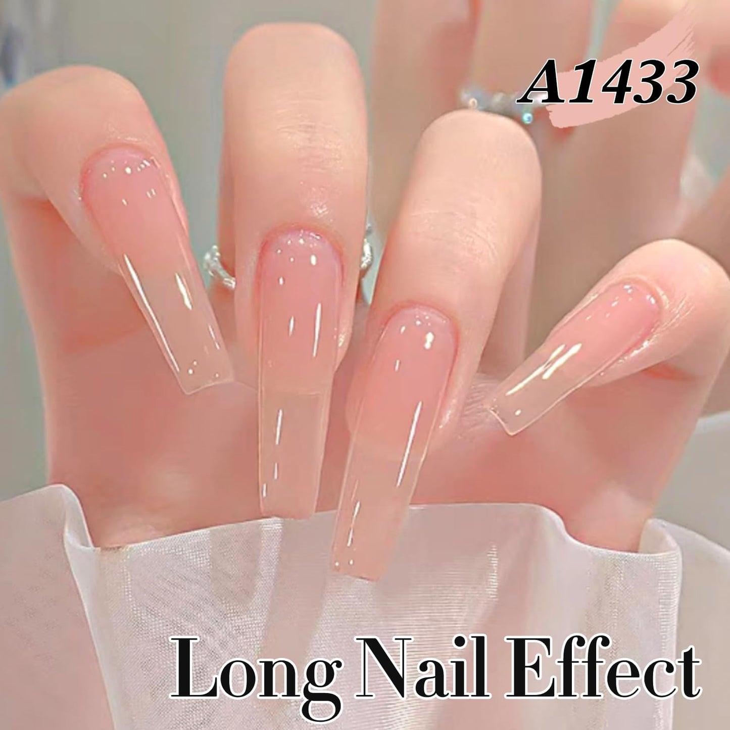 Double Rhythm Gel Nail Polish Set of 6 Colors Baby Light Pastel Milky Nail Polish Starter Kit Art DIY Salon Home (Jelly Sheer White Pink Nude,Kit 38)