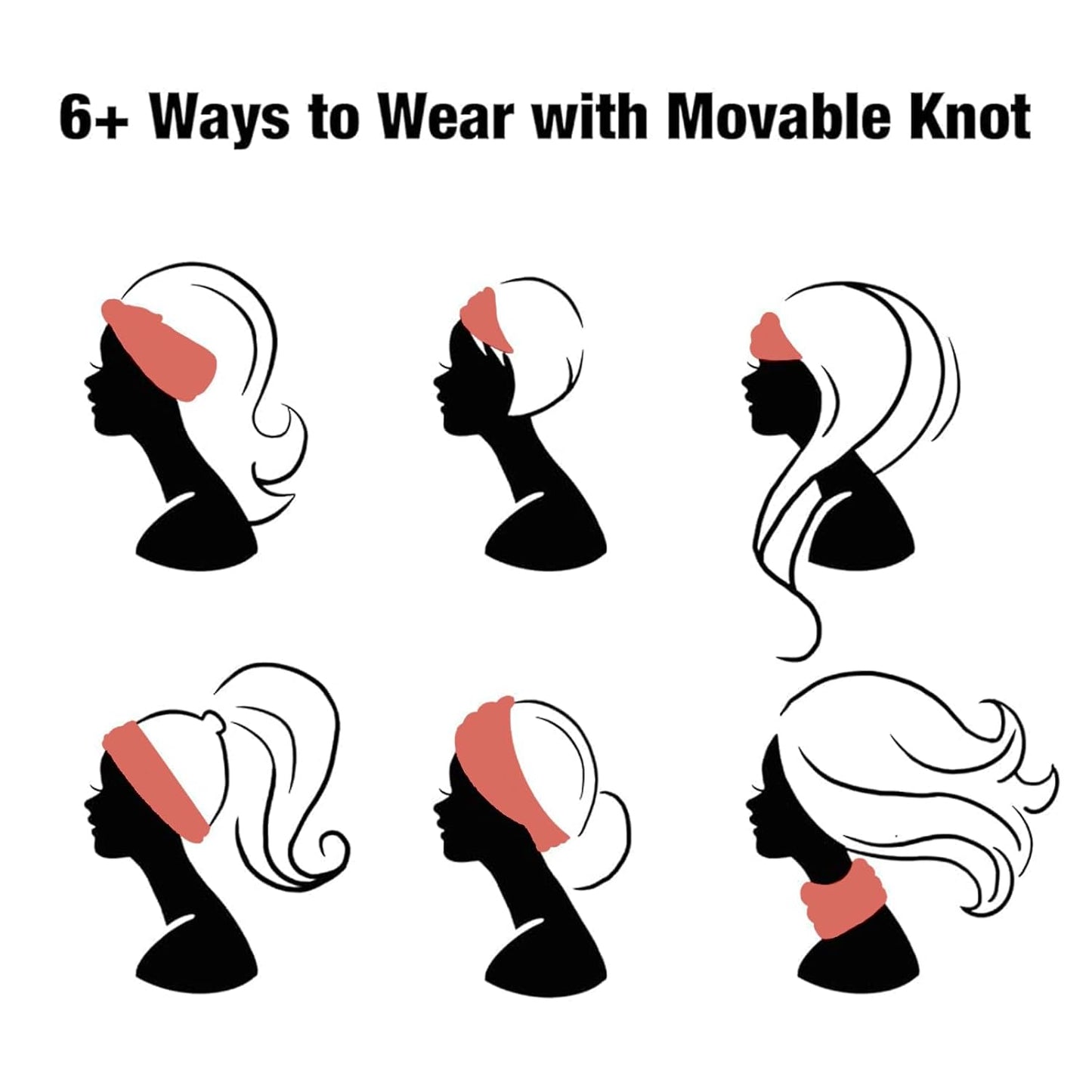 Extra Wide Headbands for Women, 7'' Large Cotton Like Turban Knotted Bandana Head Bands for Women Non Slip, Boho Headbands for Women's Hair (C1-6Pcs, Extra Large 7" Wide)