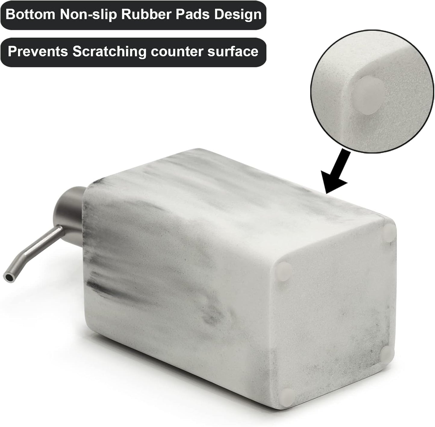 15Oz Marble Style Resin Soap Dispenser,Suanti Hand Soap Dispenser for Bathroom and Kitchen Sink,Decorative White Soap Dispenser Bottle with Easy-Press Pump for Liquid Dish Soap,Lotion-Refillable