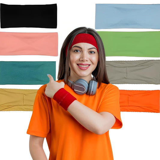 Lotus78, Pack of 8 Wide Headbands for Women Non Slip, Fashionable Sports Hair Bands for Women's Hair, Soft Elastic Stretchy Head Bands, Yoga Workout Headbands for Women Daily Fashion(Breeze icon)