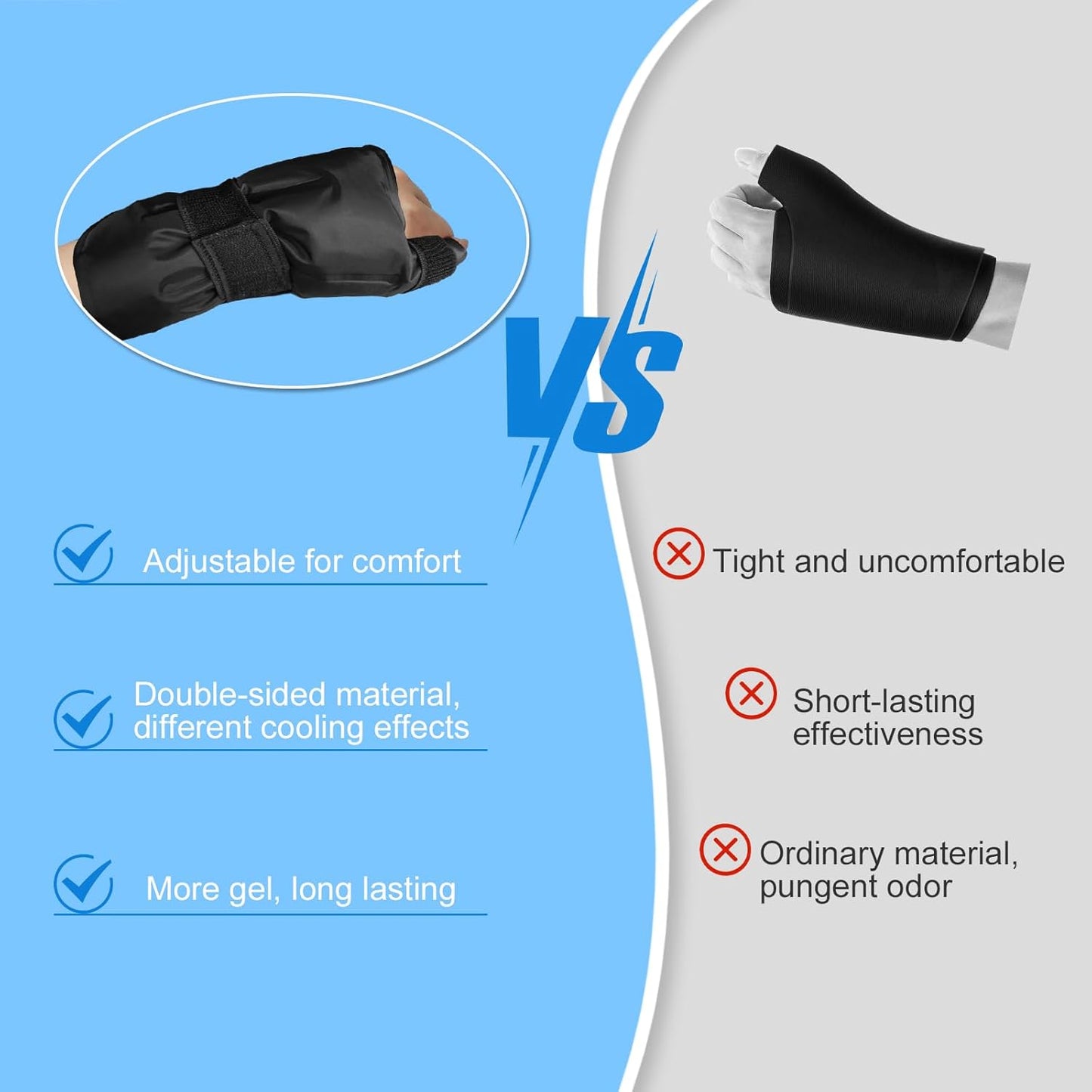 Wrist Ice Pack Wrap, Gel Compression Support, Flexible Hot & Cold Brace for Hand Injuries Reusable, Rheumatoid, Tendinitis, Swelling, Carpal Tunnel, Arthritis, Cold Pack for Pain & Muscle Therapy