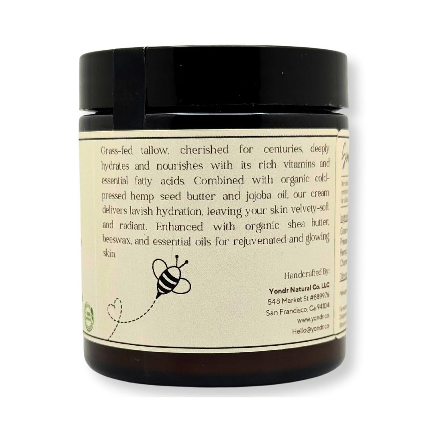 Tallow & Hemp Body Butter – Whipped Grass‑Fed Tallow + Hemp Seed Butter – Calming Chamomile/Sandalwood/Lavender – Deep Hydration for Dry & Sensitive Skin (4 oz)