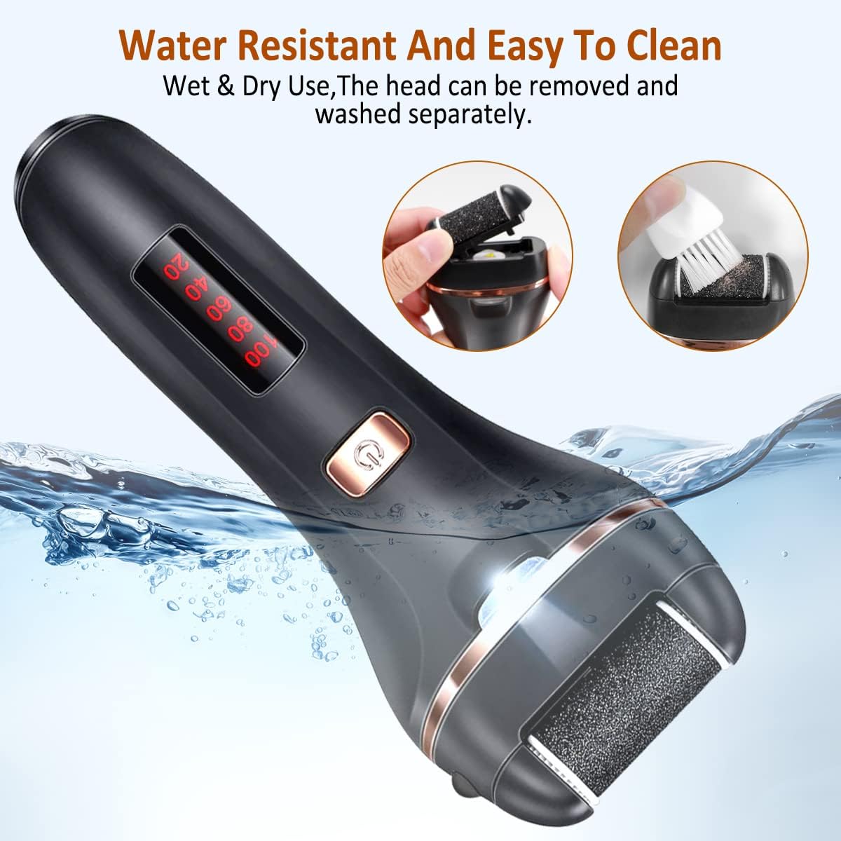 Electric Callus Remover for Feet,Rechargeable Foot File Hard Skin Remover,Waterproof 14 in1 Professional Pedicure Kit for Cracked Heels &Dead Skin,with 3 Roller Heads 2 Speed