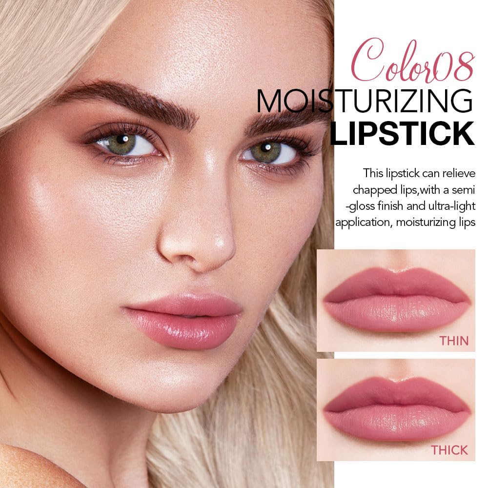 Soft Pink Tinted Lip Balm, Hydrating Sheer Soft Matte Finish Lipstick for Women, Creamy Natural Color Lip Tint Balm Lightweight And Non-greasy Lip Glow Long Lasting Waterproof for Dry Lips 08#