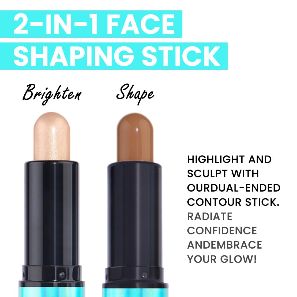 evpct 2in1 Face Shaping & Contouring Stick Cream Contour Concealer Bronzer Stick Makeup Kit for Beginner Face Highlighter Makeup Stick contorno maquillaje de maquillaje profesional,NEW Medium Tan