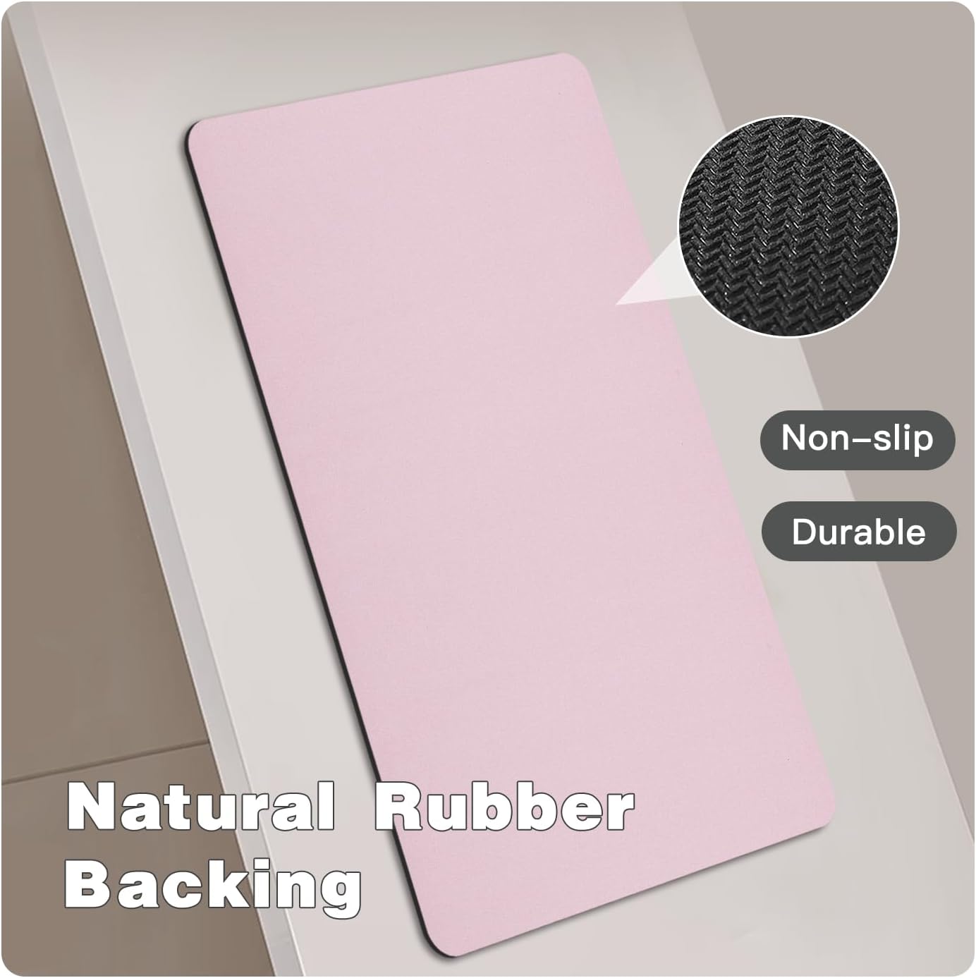 Bath Mat, Bathroom Rugs Non Slip Washable Thin Absorbent Quick Dry Bath Mat Fits Under Door Bathroom Floor Mat Perfect for Bath, Shower, or Sink 36"x60" Pink