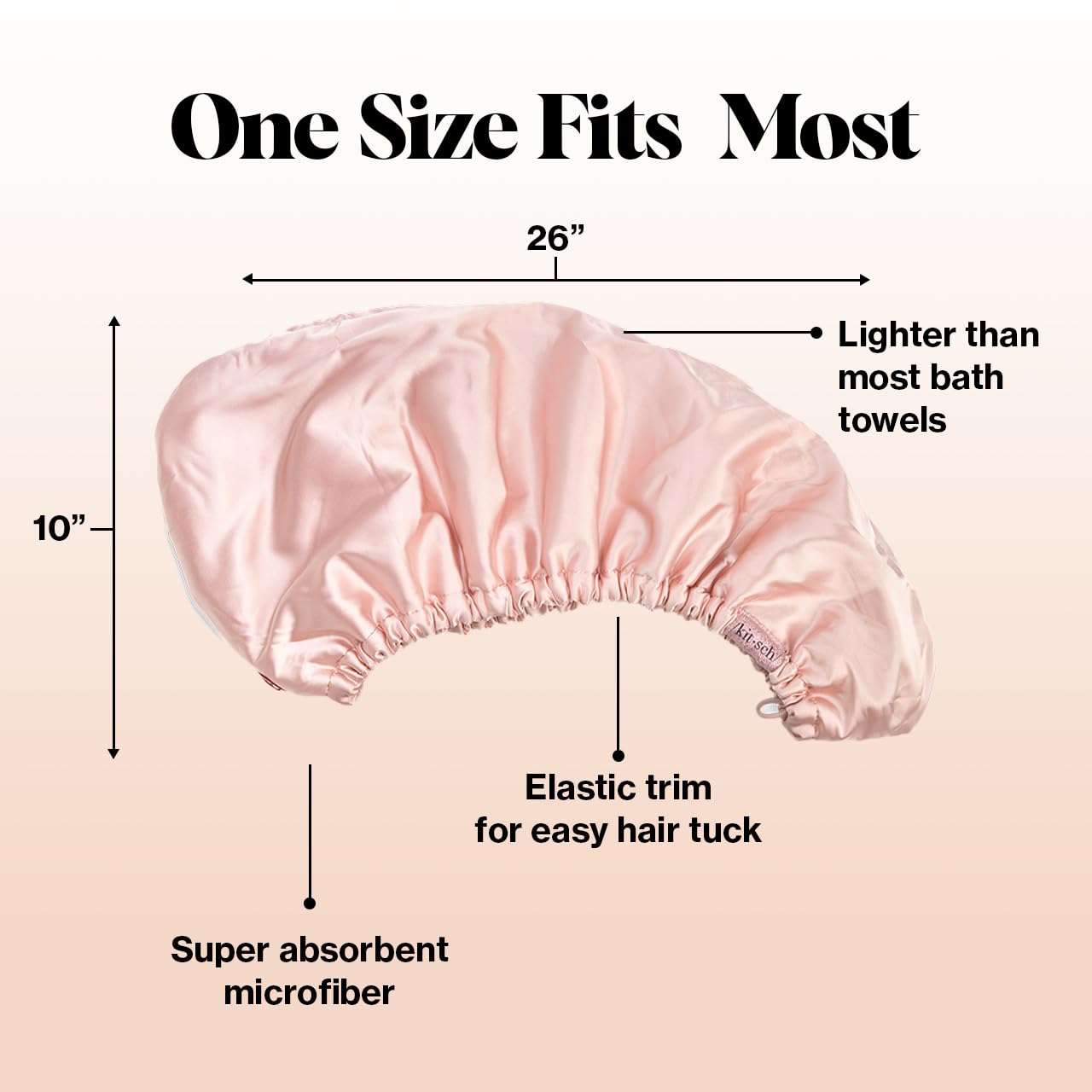 Kitsch Satin Microfiber Hair Towel Wrap for Women - Super Absorbent, Quick Dry, Anti-Frizz - for Long and Short Hairs, Turbans for Women, Wet and Curly Hair Wrap - Blush