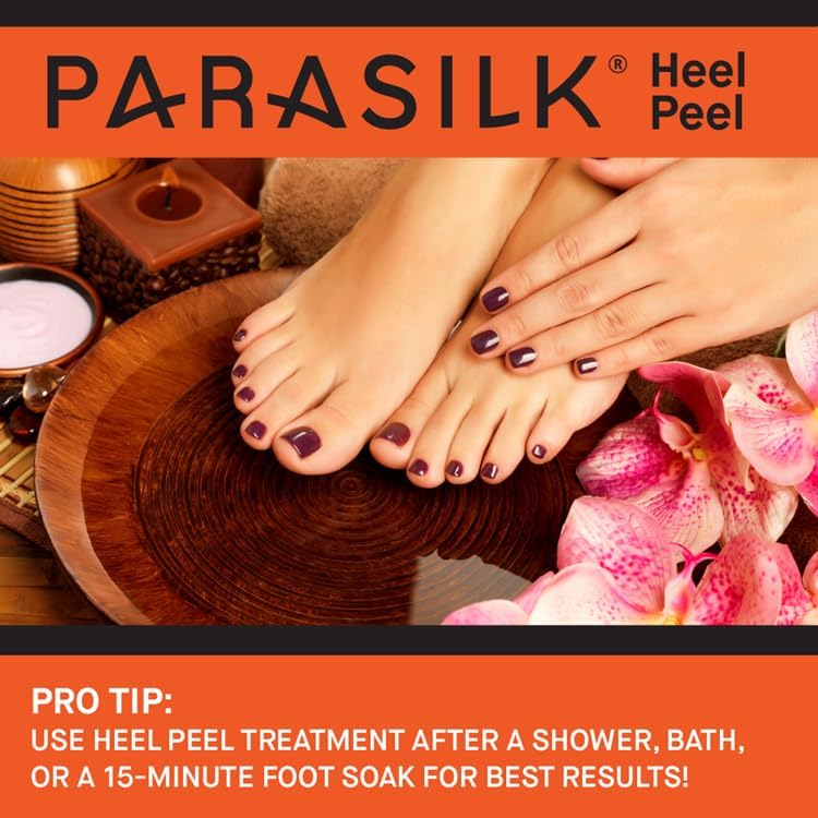 Parasilk Exfoliating Recovery Foot Heel Peel – 2 Pairs - 2 Sets of Exfoliation Gel Heel Pads and 2 Sets of Heel Sock Covers. Targeted Repair for Rough, Dry Skin, Cracked Heels and Feet