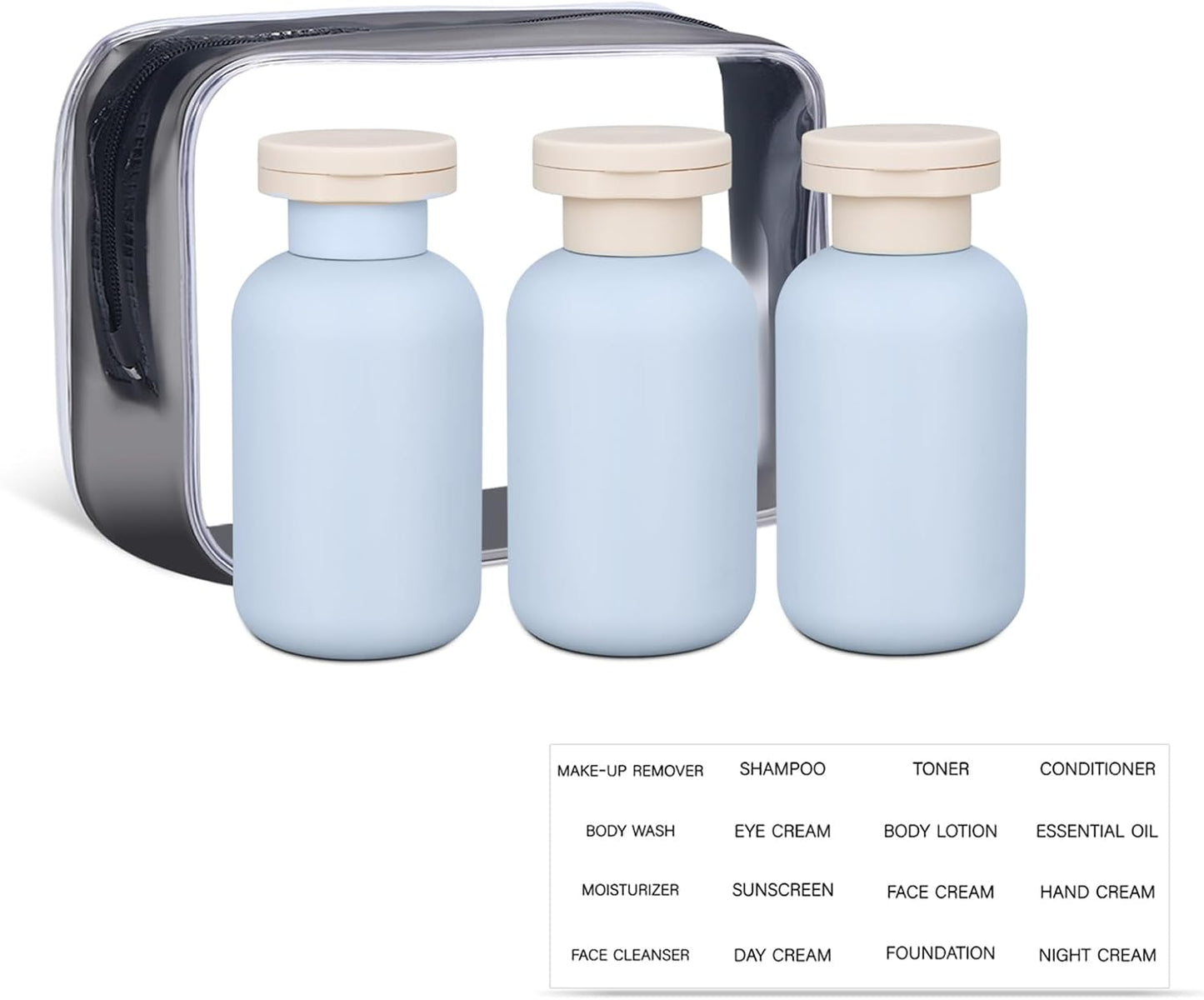 ASEVAT 3.4 oz Plastic Squeeze Bottle for Lotion, Plastic Empty Shampoo Conditioner Container, Plastic Travel Size Toiletries Bottles for Shampoo, Lotion, Cream and Liquids (3 Pcs)