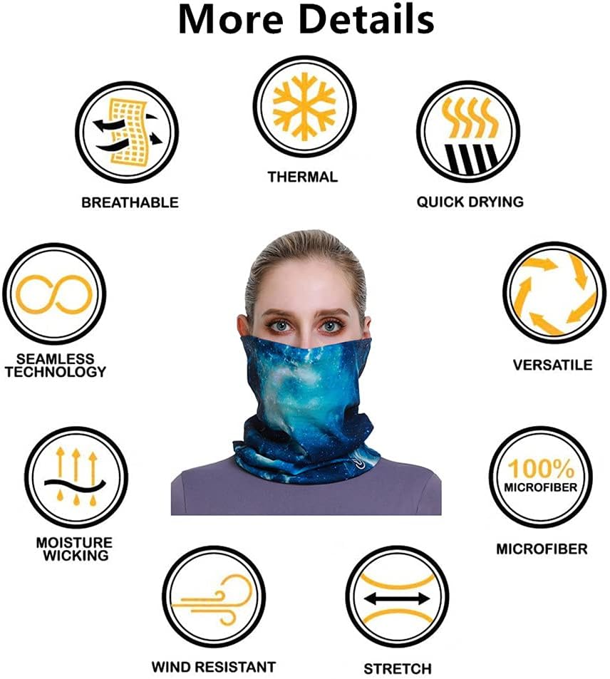 Headband Neck Gaiter Head Wrap Headwear Face Mask Magic Scarf Bandana for Men and Women