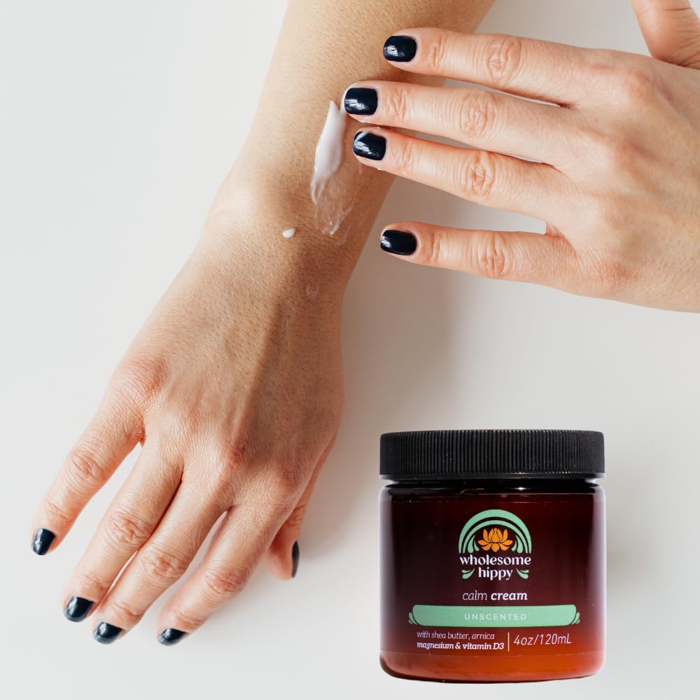 Calm Cream – Unscented Body Butter with Magnesium, Vitamin D3, Shea, Arnica & Turmeric – Vegan Hydrating Moisturizer for Sensitive Skin & Self-Care – 4oz