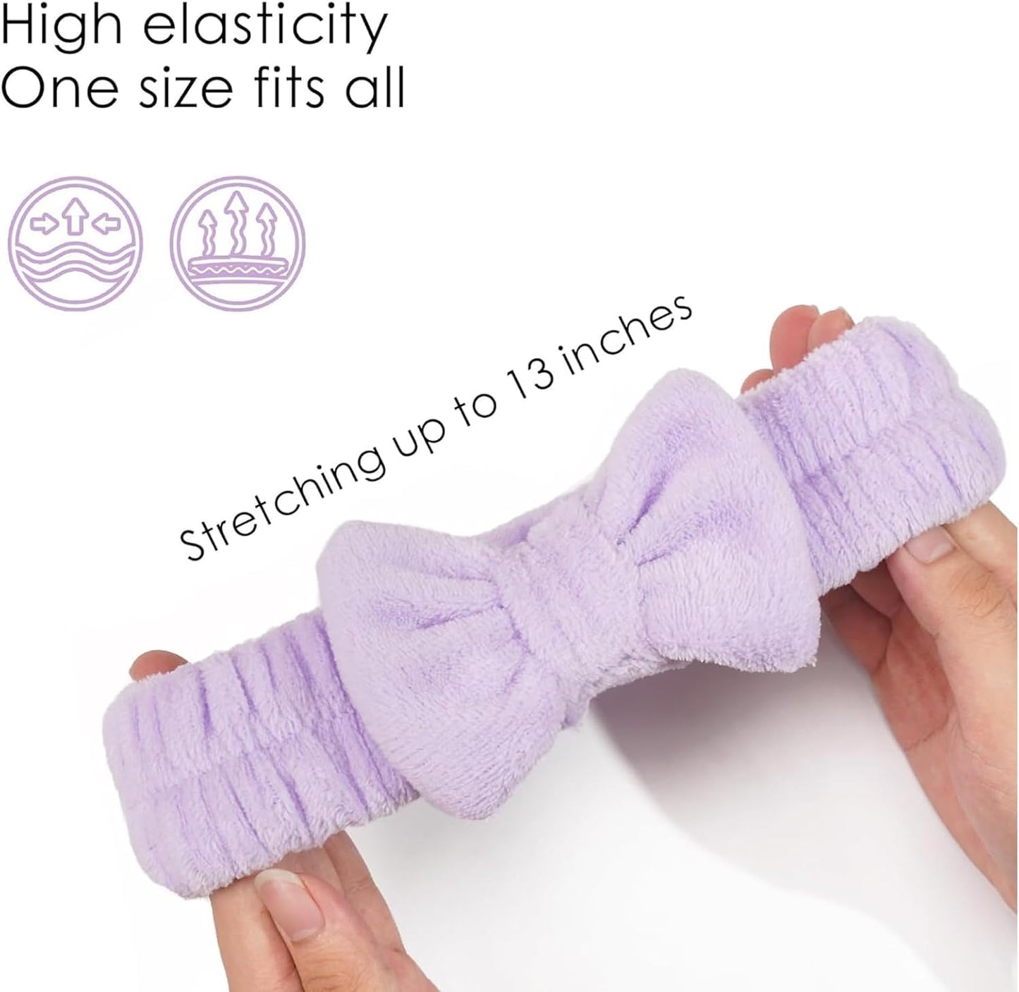 16pcs Skincare Headband Set, Headband Set for Face Washing Spa and Makeup, Including 1 Hairband, Wristband, 3 Hair Claw Clips and 10 Hair Ties, with Box, Gift for Women and Girls, Purple