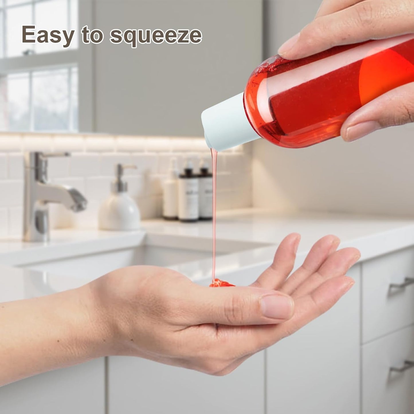 20 Pack 8 oz Clear Plastic Bottles with White Disc Caps Refillable Empty Squeeze Containers Cosmetic Bottles for Toiletries Conditioner Shampoo Lotions Gels