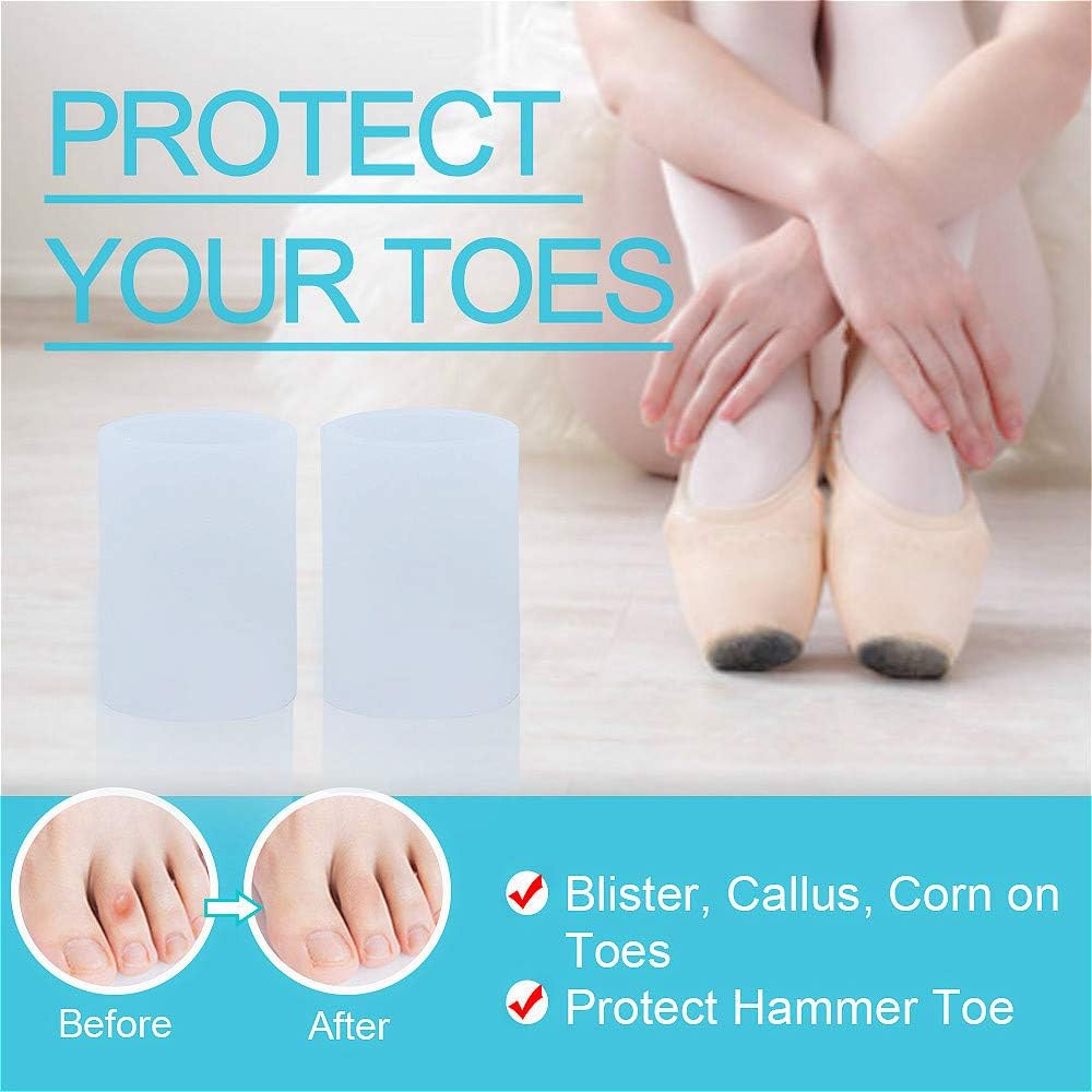 Povihome Toe Sleeves, Toe Protectors, 10 Pack Toe Tube Pads for Hammer Toe,Stubbed Toe,Corns, Calluses Protect