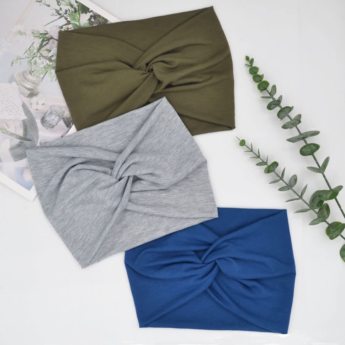 Wide Headbands For Women Extra Large Headband Twisted Knot Head Bands For Women's Hair Band Turban Accessories 6 Pack