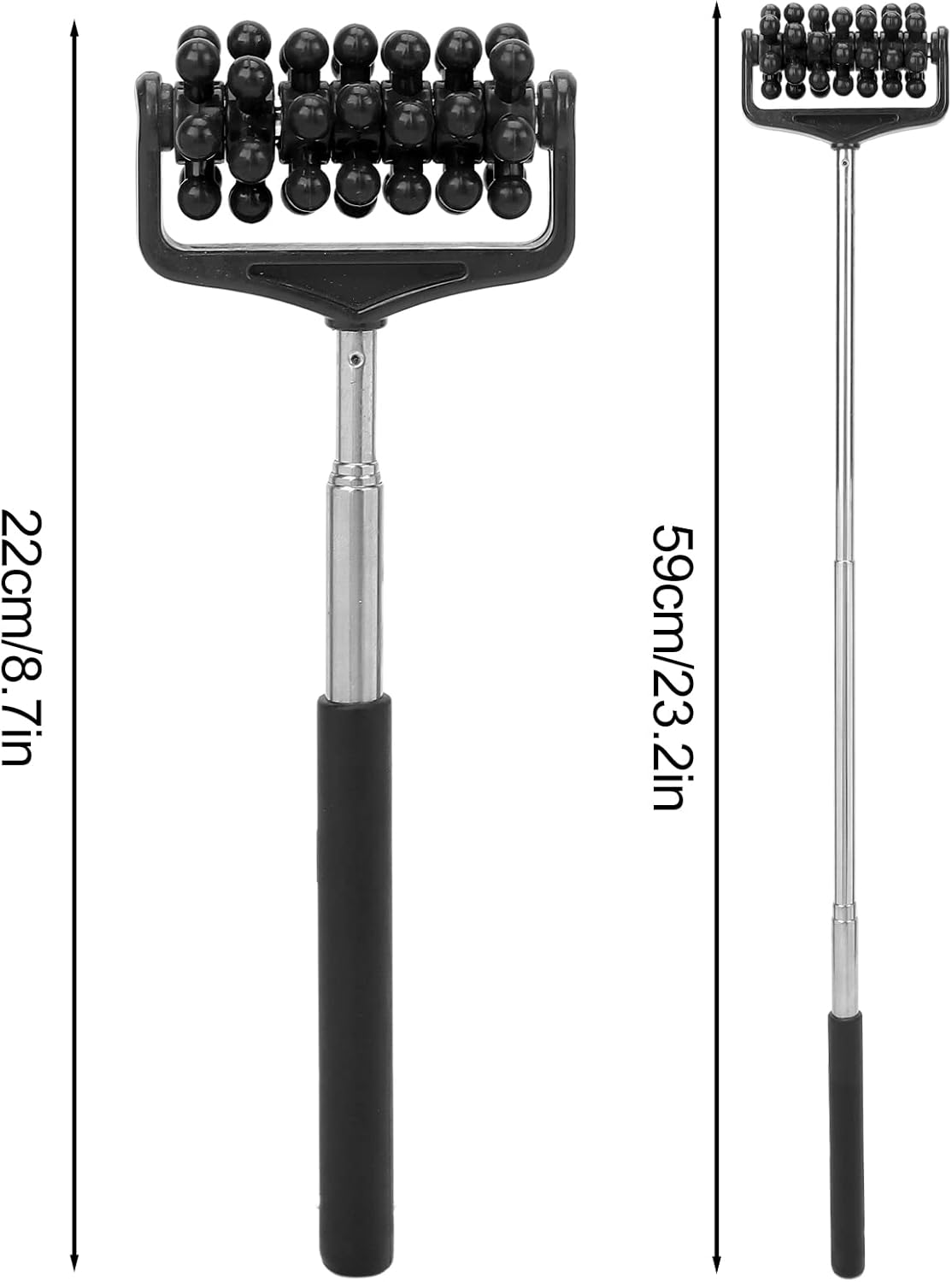 ZJchao Back Scratchers, Telescopic Massagers Back Muscle Roller Adjustable Back Head Arm Scratch Roller Massager for Muscle Relax Portable Extendable Telescoping Backscratchers for Men Women(Black)