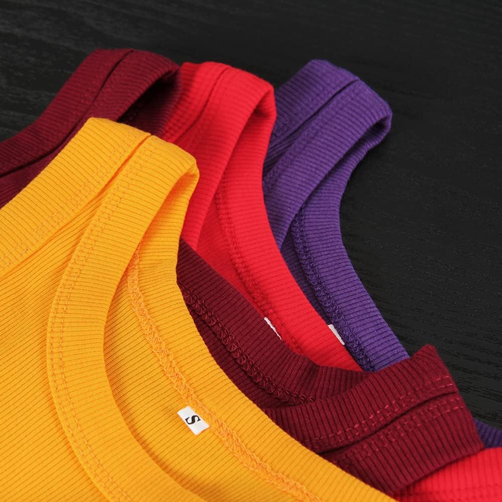 GEMBERA Womens Sleeveless Racerback High Neck Casual Basic Cotton Ribbed Fitted Tank Top