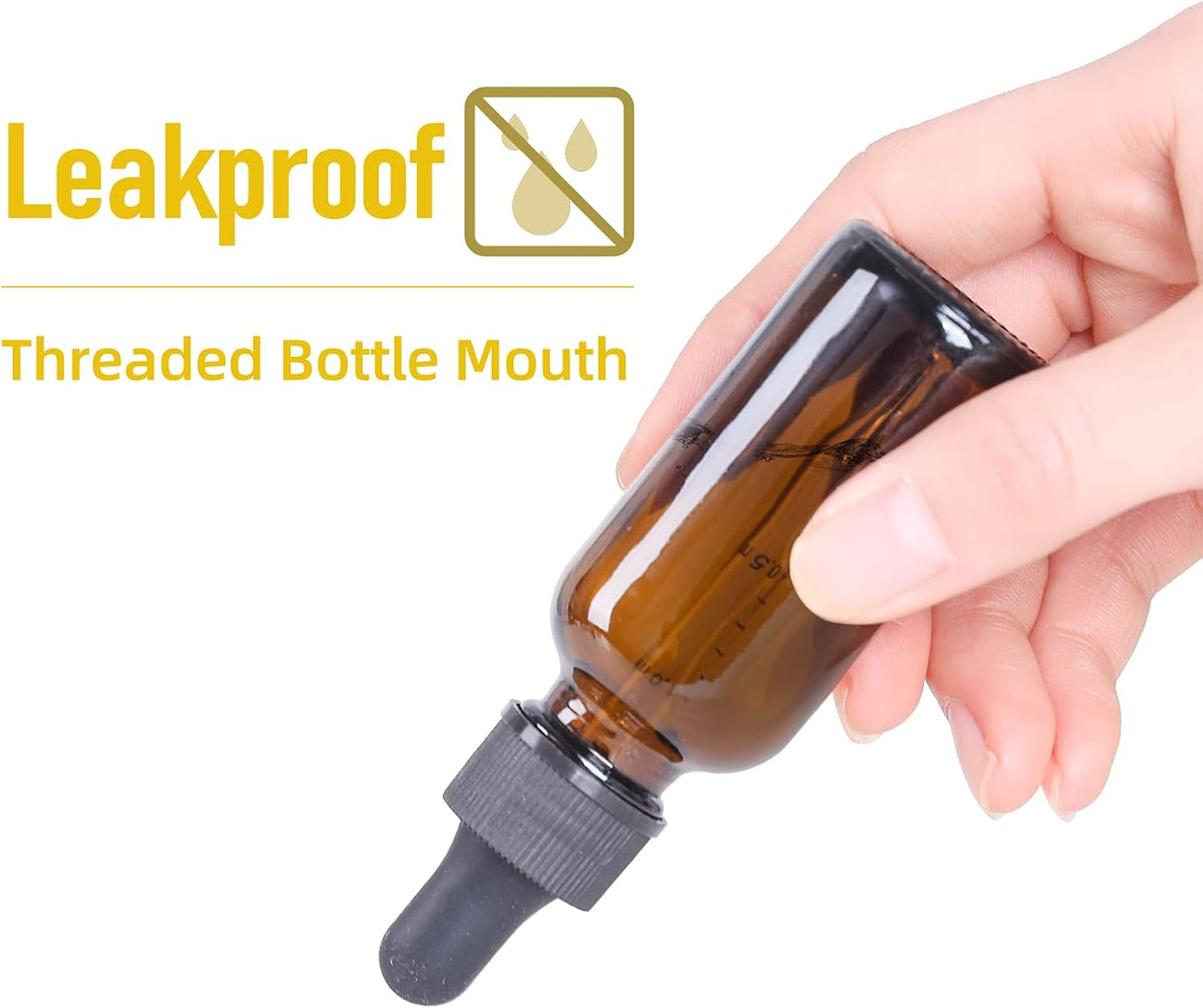 1 oz Dropper Bottle 24 Pack Amber Glass Boston Bottles 30ml with Eye Droppers Black Caps for Essential Oils, Perfume, Leak Proof Travel Bottles for Liquids