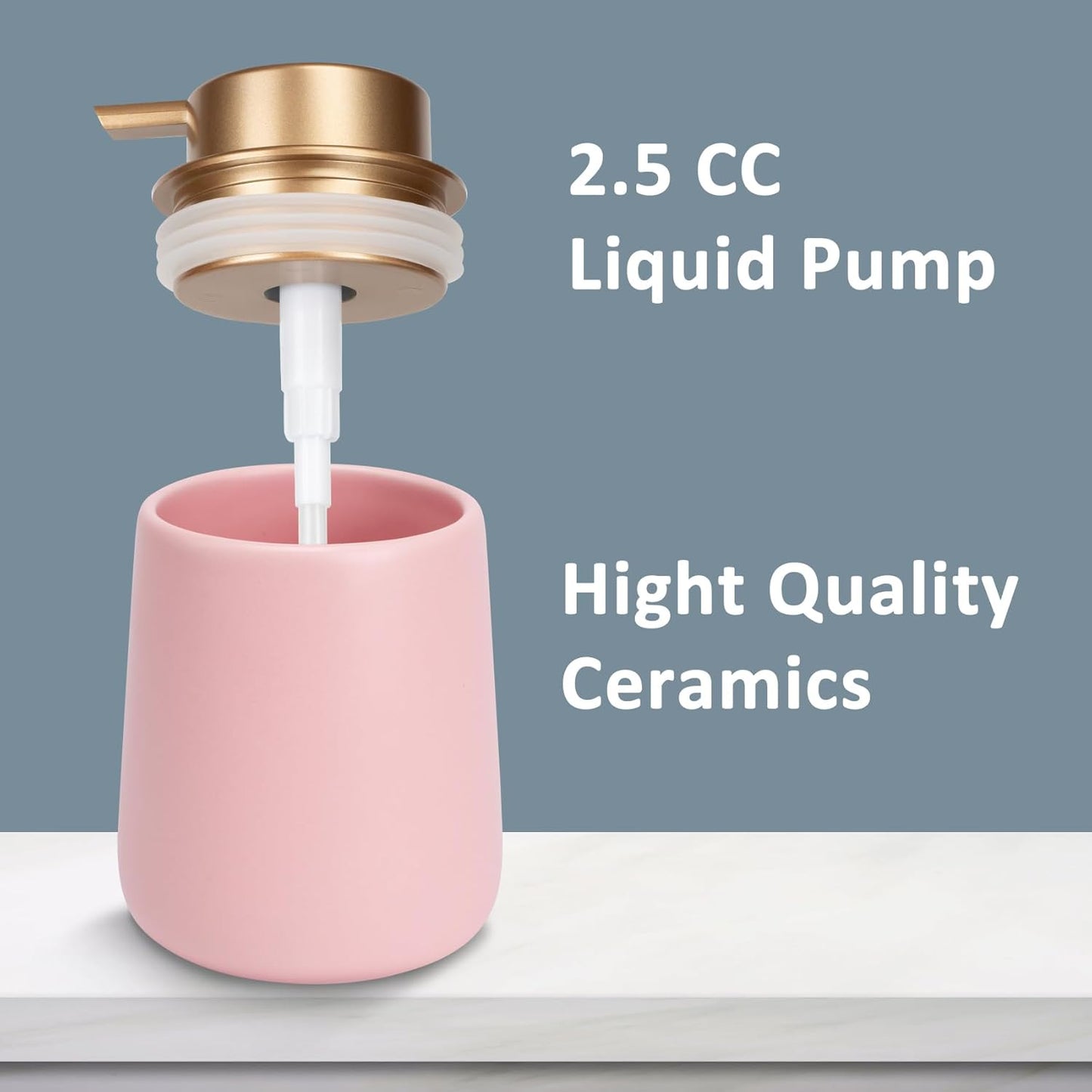 Soap Dispenser Ceramic with Easy-to-Press Pump Hand Lotion Liquid Dispenser for Shampoo Bathroom Kitchen 12 oz