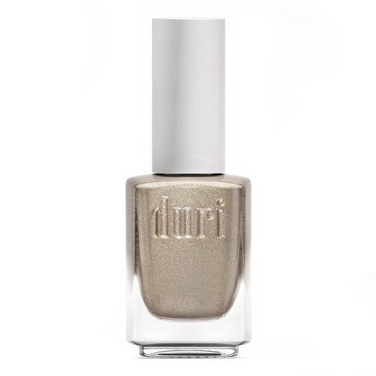 duri 200 Pure Ice Nail Polish, White with Gold Metallic Shimmer Fine Glitter, Fast Drying, Semi Sheer, Lasting, 0.45 Fl Oz