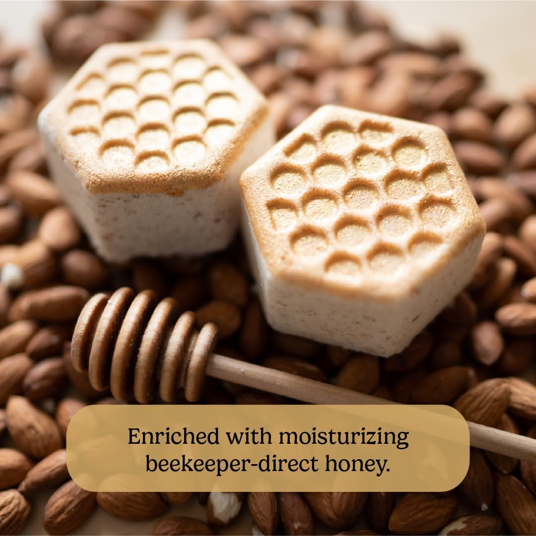 PACHA SOAP Co. Froth Bath Bomb 3 Pack, Sweet Honey Almond - Nourishing, Moisturizing, Naturally Derived & Handcrafted in The USA