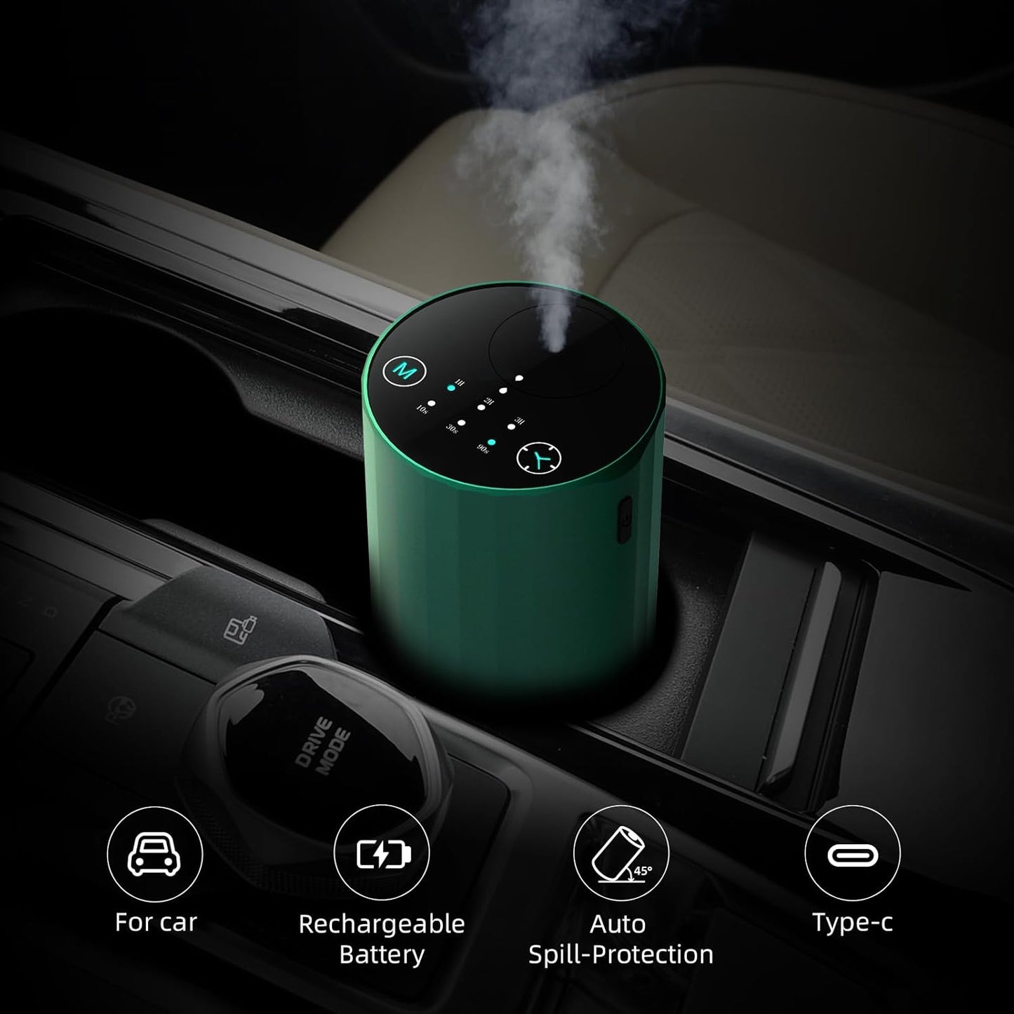 Waterless Essential Oil Diffuser Aromatherapy Scent Diffusers for Home Large Room, Bedroom, Car, Office, Desk, Battery Operated Mini Portable Air Freshener (Green)