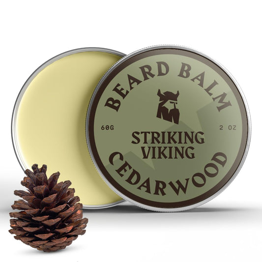 Striking Viking Beard Balm - 2 oz, Pack of 1, Cedar Scent - Light Hold Taming & Mustache Wax - Deep Conditioning & Hair Conditioner - Shape & Style with Beard Brush for Men