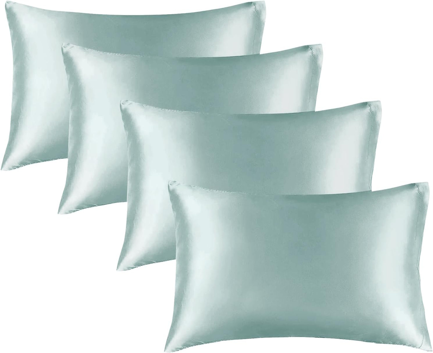 BEDELITE Satin Pillowcase for Hair and Skin, Super Soft Similar to Silk Pillow Cases 4 Pack with Envelope Closure, Cooling Pillowcases for Women Men (20"x26" Standard Size, Haze Blue)