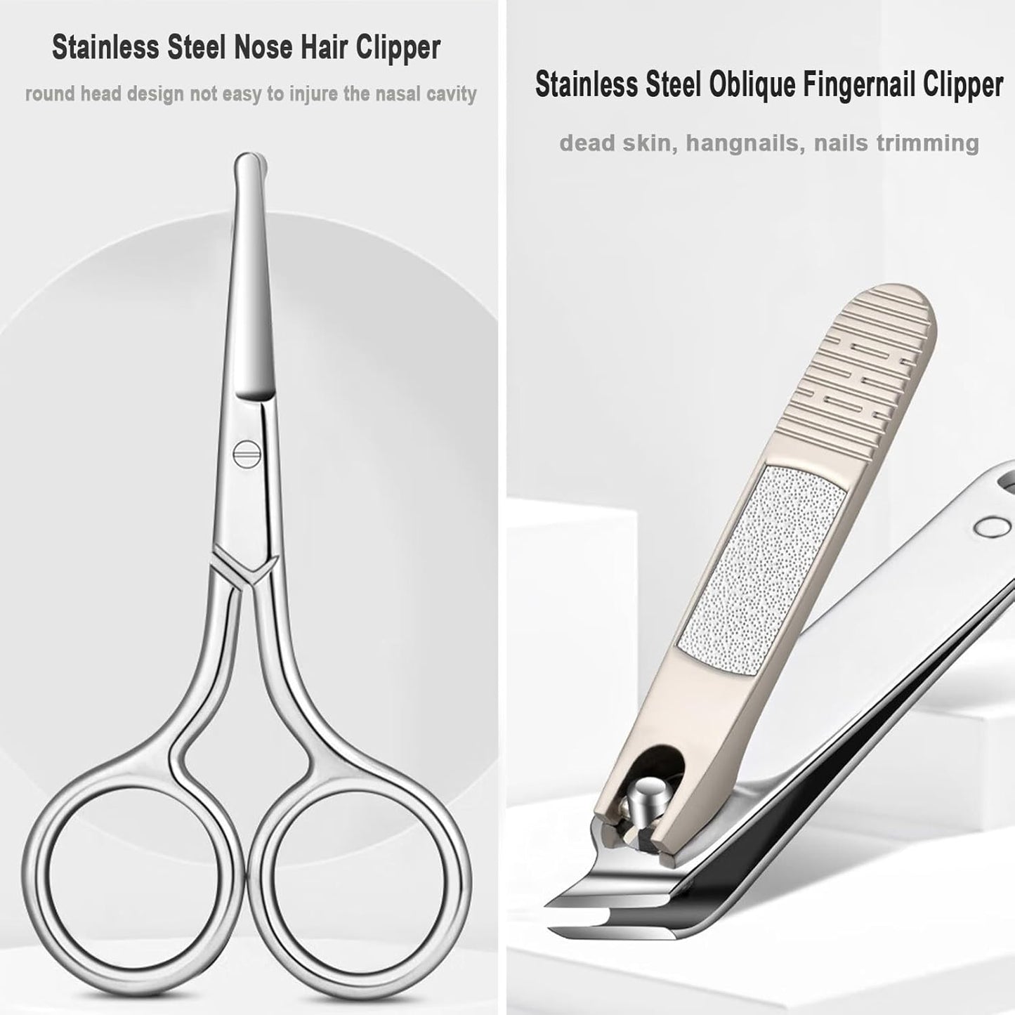 Manicure Set,Professional Nail Care Manicure Pedicure Kit,11 in 1 Stainless Steel Nail Clipper Set Grooming Tool with Exquisite Leather Travel Case for Men&Women