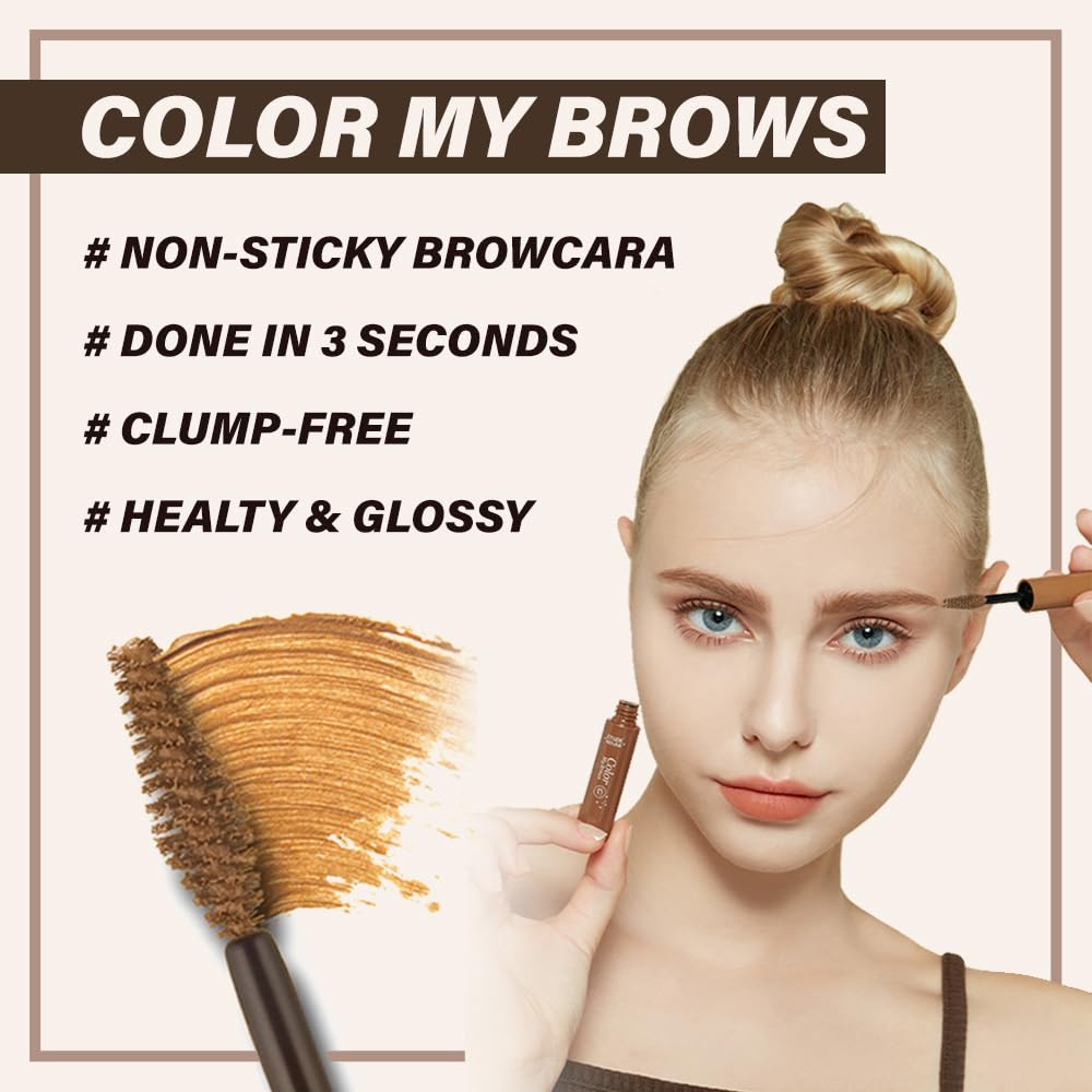 ETUDE Color My Brows Big Size, Brow Mascara, 3D Natural Coloring, Beeswax & Carnauba Wax, Moisturizing Brow Care, Eyebrow tint, Soft Gel Texture, Korean Makeup, Beauty, Rich Brown (0.304 Fl Oz)