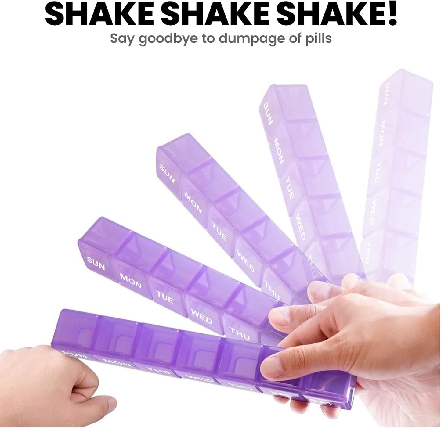 Sukuos Extra Large Weekly Pill Organizer, 7 Day Daily Pill Box Case Arthritis Friendly, Silkscreen Printed Medicine Container with Clear Lid for Vitamins, Fish Oils or Supplements (Purple)