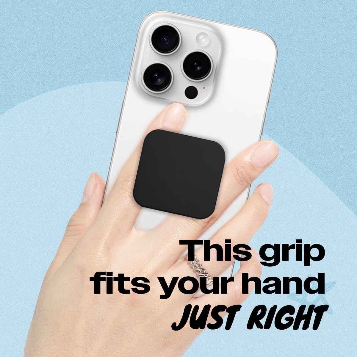 Matt Black Collapsible Phone Grip & Stand Sleek All-Black Design for Secure Hold & Stylish Look (Square Adhesive)