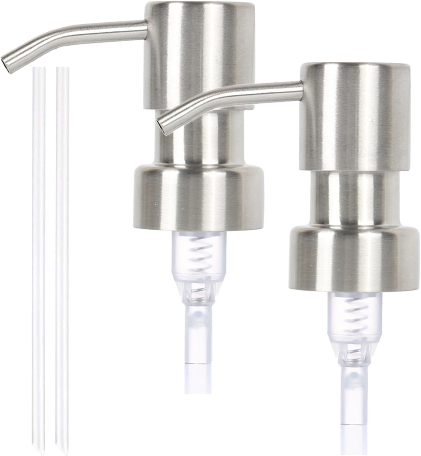 Soap and Lotion Dispenser Pumps, Stainless Steel Replacement Lotion Pump Parts, Brushed Nickel Metal Soap Dispensers（2 Pack