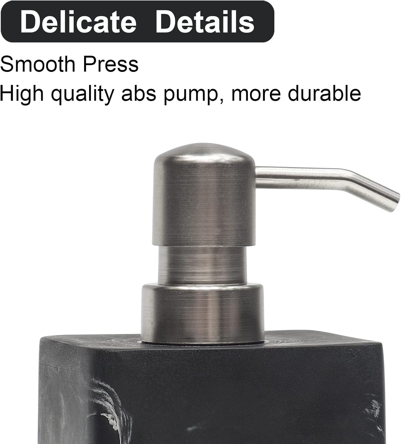 15Oz Marble Style Resin Soap Dispenser Set,2pcs Hand and Dish Soap Dispenser for Bathroom Countertop or Kitchen Sink,Refillable Decorative Liquid Soap Dispenser with Easy-Press Pump,White&Black