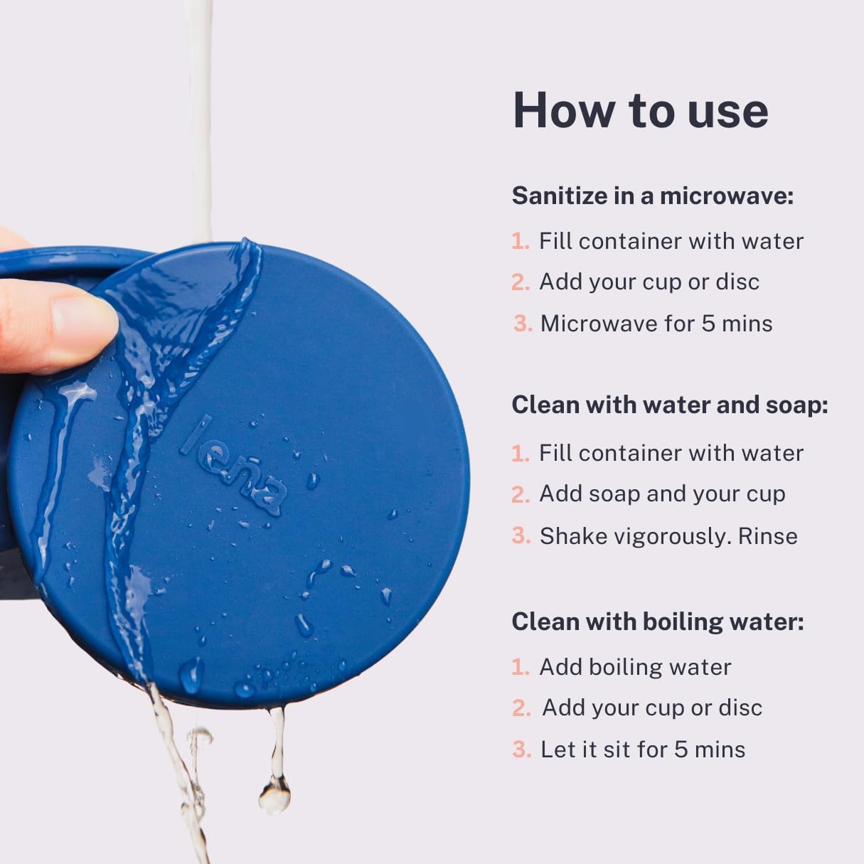 Lena Menstrual Cup Sterilizer Case, Compact, Collapsible Silicone Container for Cleaning Period Cup & Menstrual Disc, Travel, Home and Dorm, Menstrual Cup Cleaner, Feminine Care, Light Purple