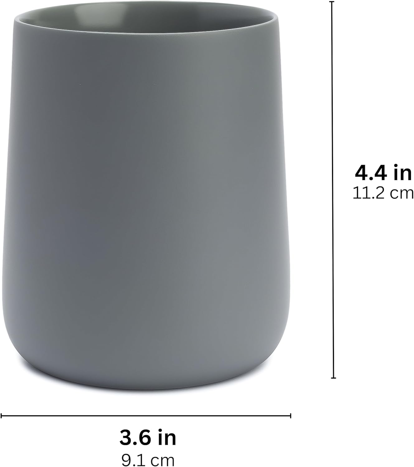 Matte Gray Toothbrush and Toothpaste Holder and Cup for Bathroom Vanity and Countertop, Round Organizer for Electric Toothbrushes, Floss, Razors, Cotton, and Mouthwash