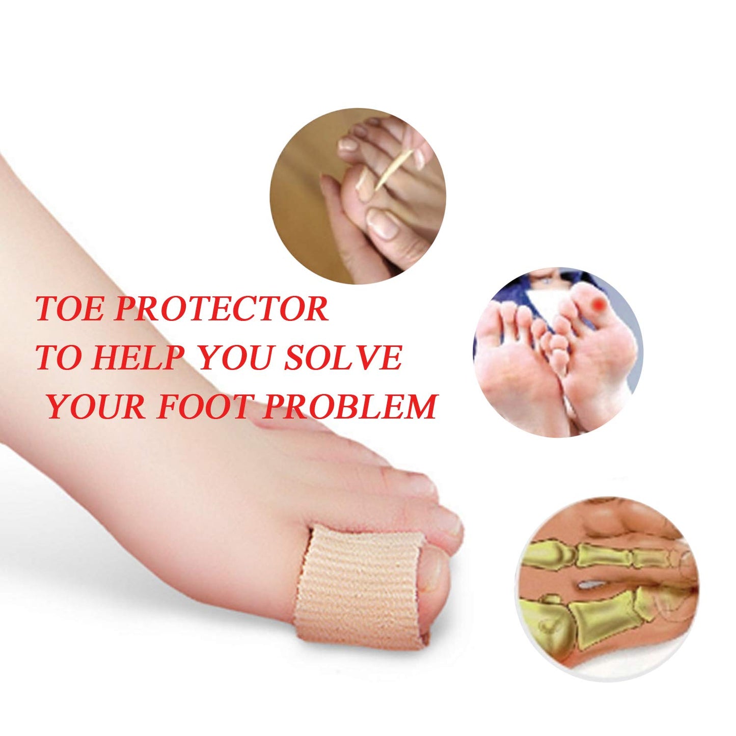 5 Pieces Toe Cushion Fabric Toe Tubes Finger Sleeves Protector with Fabric and Gel Cushion for Corns, Blisters, Calluses, Hammer Toes and Fingers Protectors (L Size)