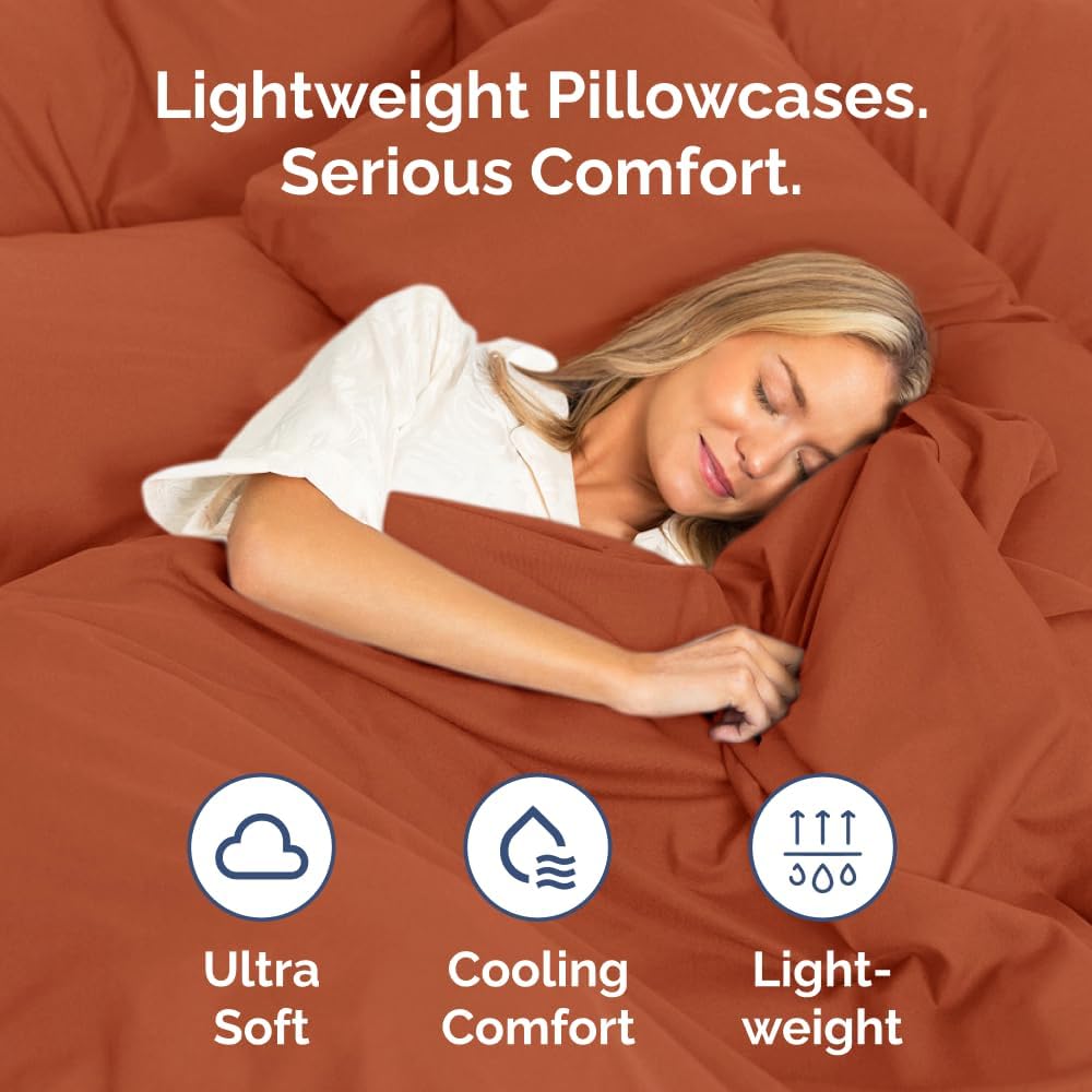 Queen Pillow Cases Set of 4 - Ultra Soft Hotel Quality Pillowcase Covers - Comfy, Cozy & Wrinkle Free - Shrink, Stain & Fade Resistant - Machine Washable Pillow Protectors - 4 Piece Set - Terracotta