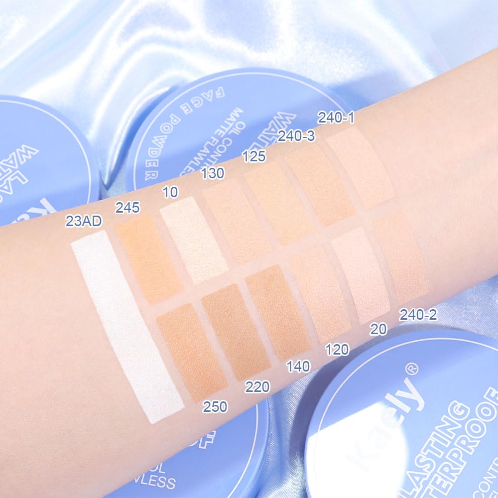 Oil Control Matte Perfection Face Powder Compact For Women, Matte Smooth Flawless Setting Powder Makeup, Polvo Compacto De Maquillaje, Waterproof Long Lasting, 0.35Oz (03 Pure Beige)