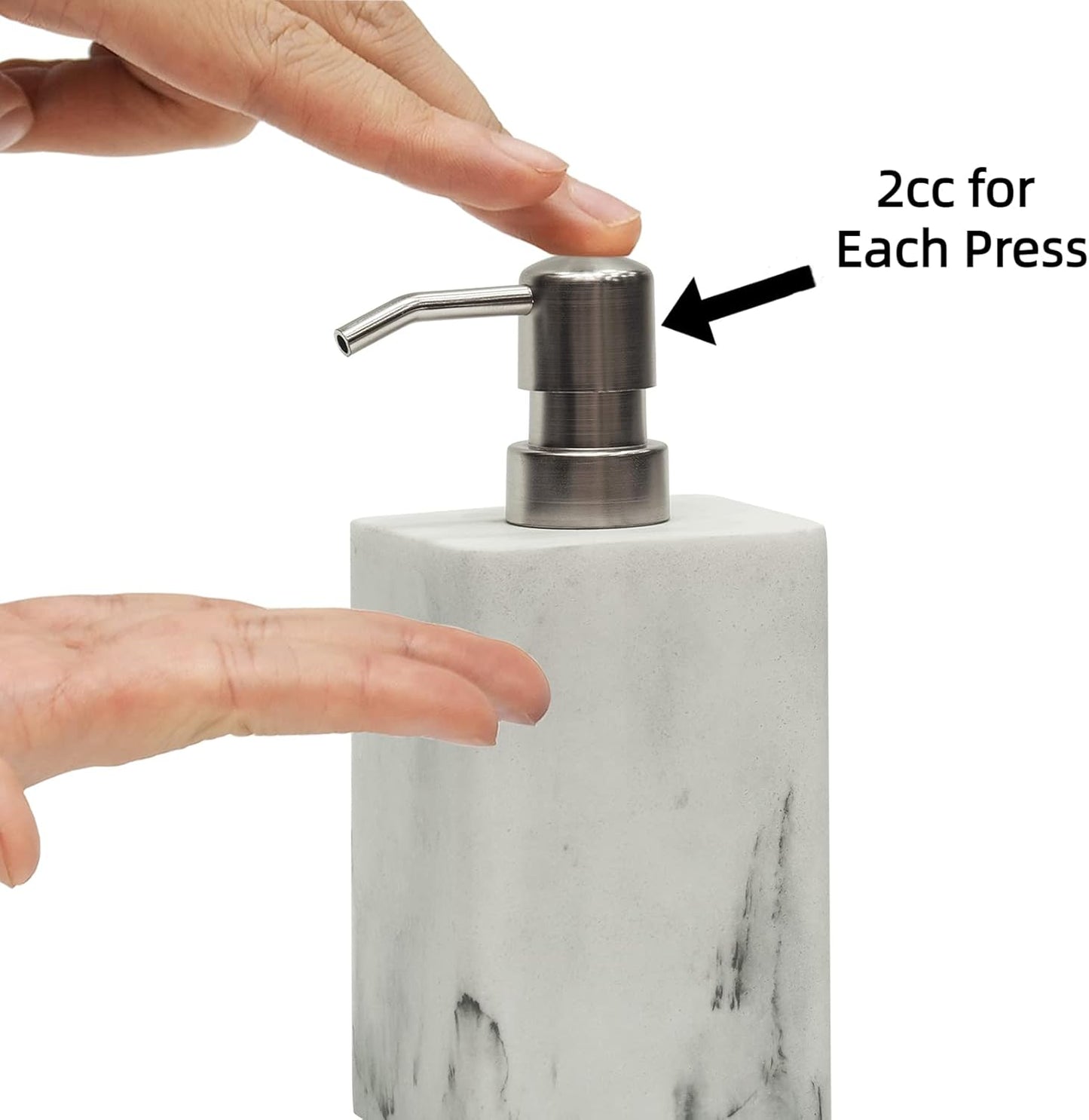 15Oz Marble Style Resin Soap Dispenser,Suanti Hand Soap Dispenser for Bathroom and Kitchen Sink,Decorative White Soap Dispenser Bottle with Easy-Press Pump for Liquid Dish Soap,Lotion-Refillable