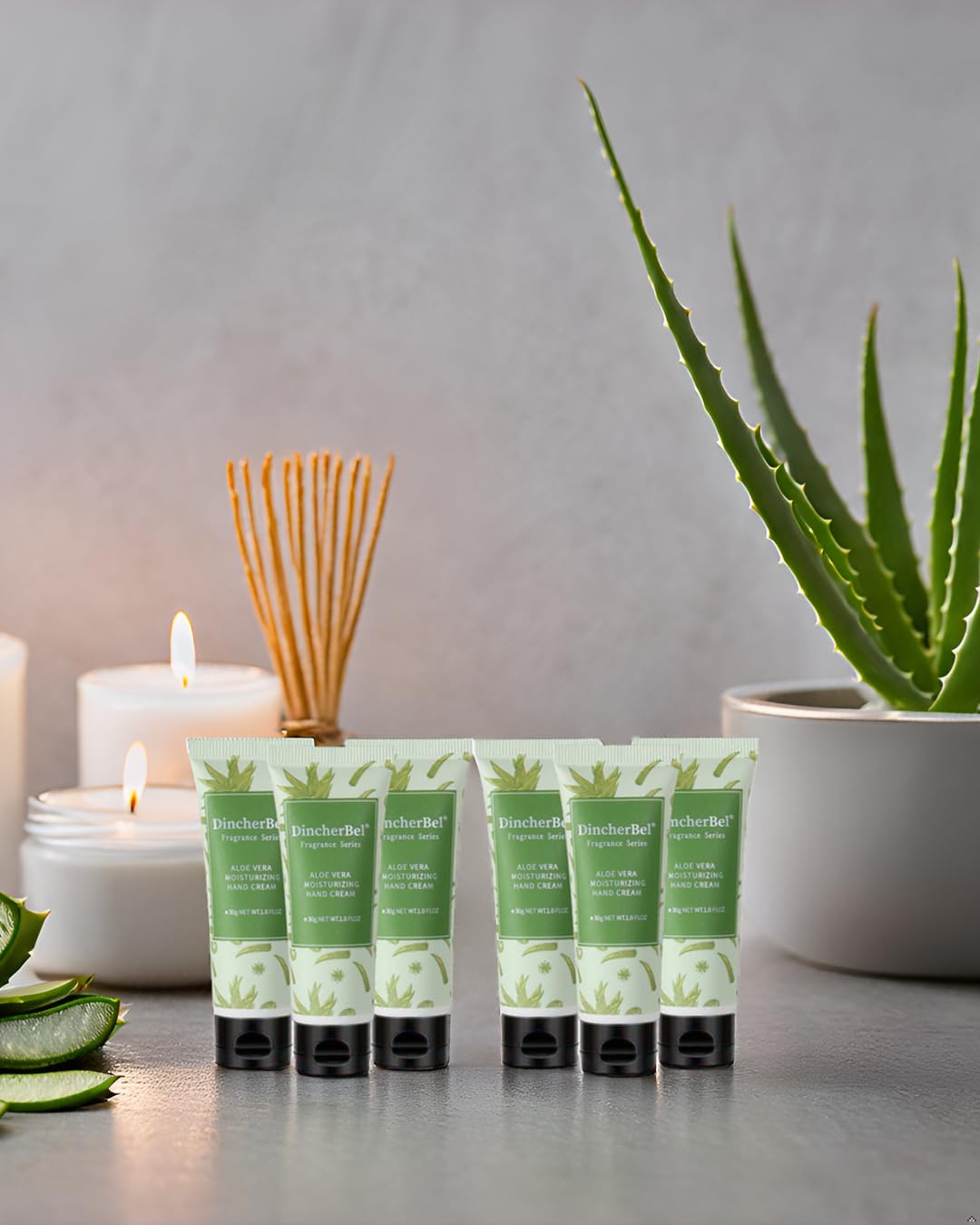 DincherBel 100 Pack Aloe Vera Moisturizing Hand Cream Set - Travel Size Non-Greasy Hand Lotion Set for Dry Skin, Instant Moisturizing Hand Cream for Women, 1.0 oz/30 ml