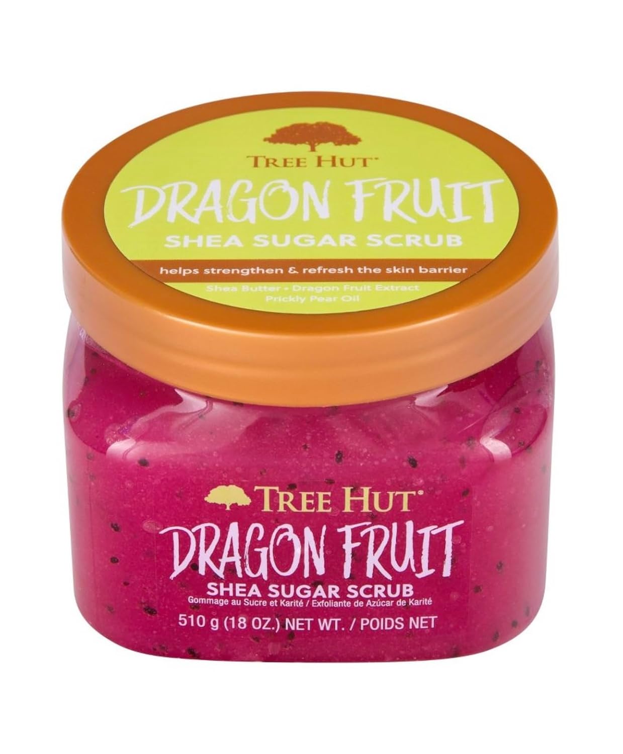 Tree Hut Dragon Fruit Shea Sugar Scrub, Exfoliating, Hydrating & Moisturizing Body Scrub with Shea Butter & Nourishing Essential Oils, Smooth & Soften Skin, 18 oz