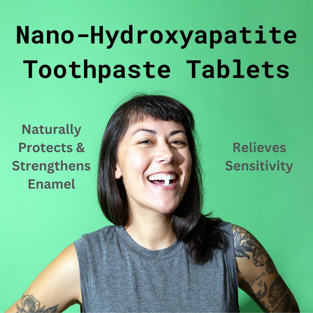 Canary Nano Hydroxyapatite Toothpaste Tablets Wintergreen - Remineralizing, Fluoride Free, All Natural Tabs with Xylitol - Great for Travel, Plastic Free - 126 Count