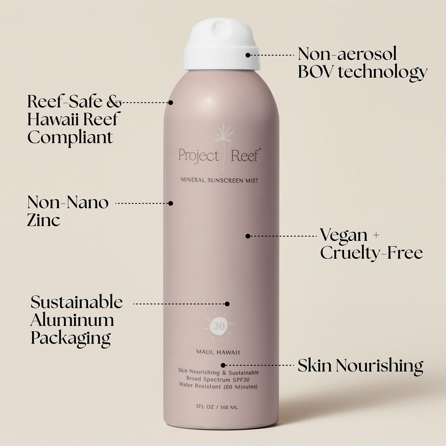 Project Reef SPF 30 Mineral Sunscreen Spray – Non-Aerosol, Reef-Safe Zinc Sunblock with Natural Ingredients for All Skin Types