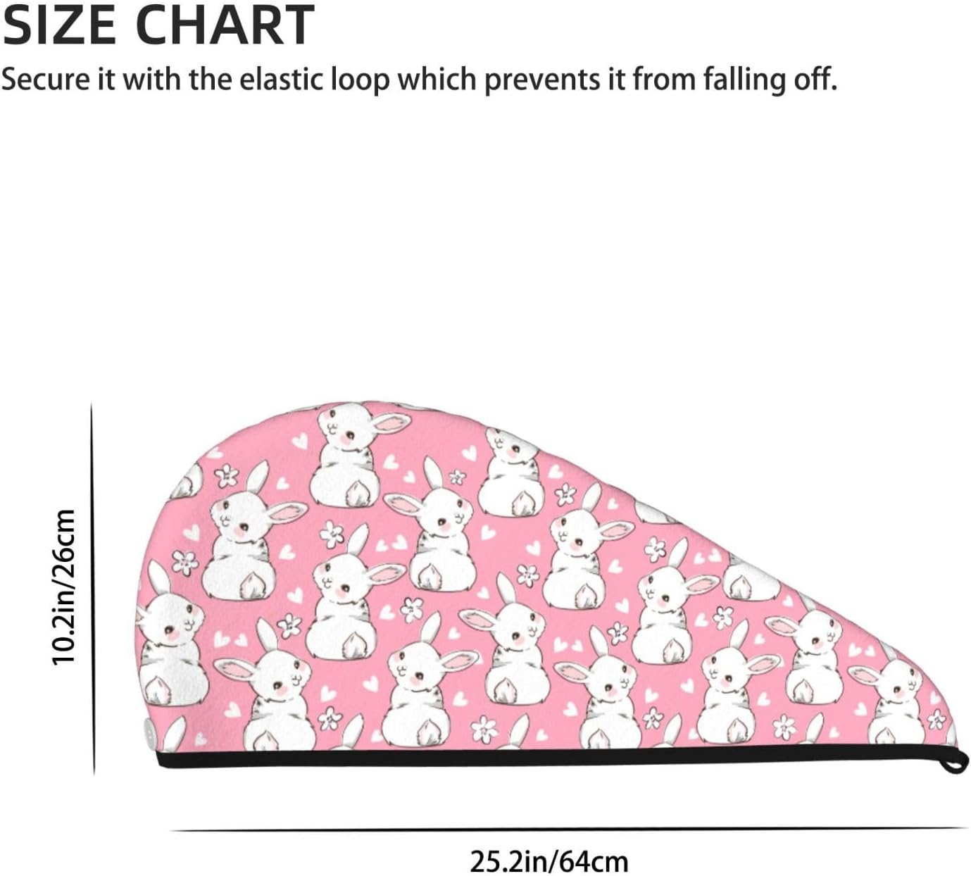 Bunny Hair Towel Wrap Microfiber Fast Drying Hair Turban with Buttons for Women Drying Curly, Long & Thick Hair