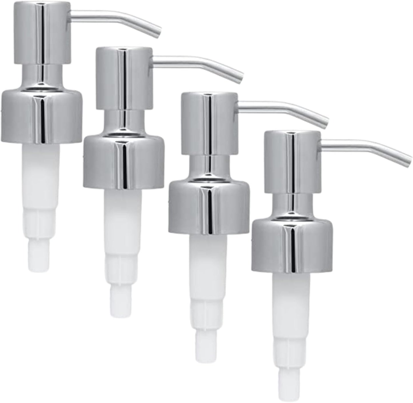 Stainless Steel Soap and Lotion Dispenser Pumps, Replacement for Your Bottles (Chrome, 4 Pack)